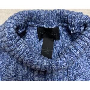 Express Sweater Women S UK 8 Turtleneck Cable Knit Blue Marled
